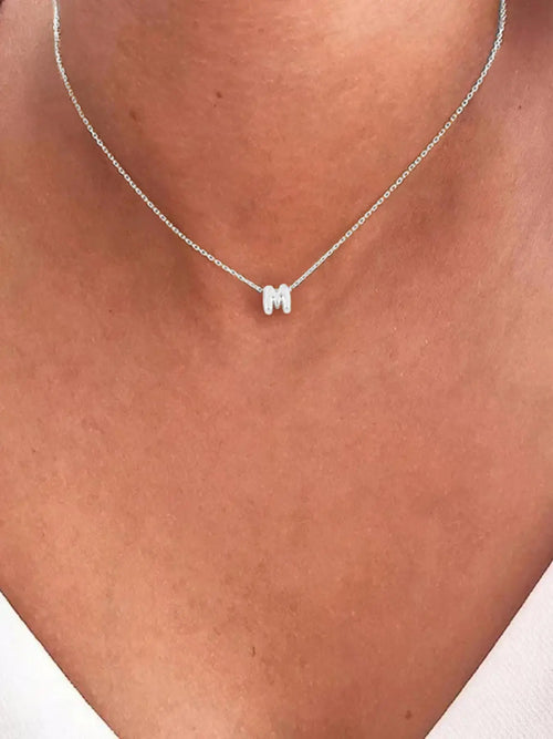 Bubble Letter Pendant Necklace for Women, New Fashion Stainless Steel Chain, Elegant All-Season Jewelry, Plated with Precious Metal, Bubble Pendant Necklaces - Color: silver gray, Specification: A